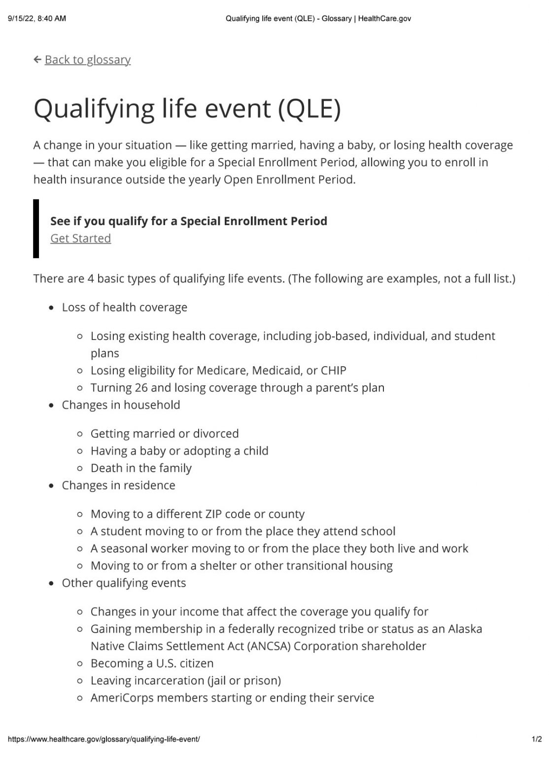 Qualifying Events Healthcare Navigation